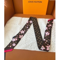 Good Taste Louis Vuitton LV x TM Cherry Blosoom BB Silk Bandeau Scarf 5x120cm L7048 Brown 2025