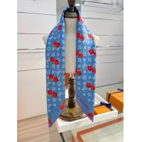 Grade Design Louis Vuitton LV x TM Cherry Cerise Silk Square Scarf 90x90cm 0618 Denim Blue 2025