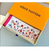 Well Crafted Louis Vuitton LV x TM Silk Bandeau Scarf 8x120cm 0617 White/Multicolor 2025