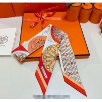Inexpensive Hermes Effet Kaleidoscope Silk Twilly Bandeau Scarf 5x86.5cm 7063 Orange 2025