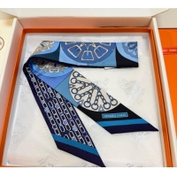 Luxury Cheap Hermes Effet Kaleidoscope Silk Twilly Bandeau Scarf 5x86.5cm 7063 Blue 2025