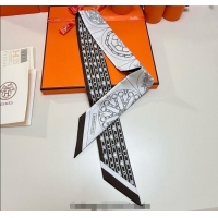 Most Popular Hermes Effet Kaleidoscope Silk Twilly Bandeau Scarf 5x86.5cm 7063 Black 2025
