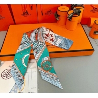 Grade Quality Hermes Precious Silk Twilly Bandeau Scarf 5x86cm 7063 Green 2025