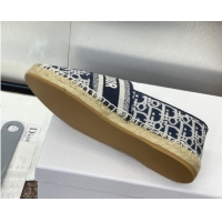 Good Looking Dior Granville Espadrilles Flat in Oblique Embroidered Cotton Navy Blue 0605038