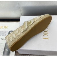 Best Product Dior Granville Espadrilles Flat in Oblique Embroidered Cotton Beige 0605039