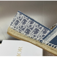 Shop Duplicate Dior Granville Espadrilles Flat in Oblique Embroidered Denim Blue 0605040