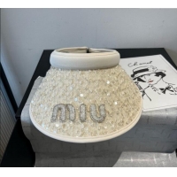 Famous Brand Miu Miu Visor Hat with Sequins 0617 White 2025