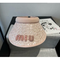 Pretty Style Miu Miu Visor Hat with Sequins 0617 Pink 2025