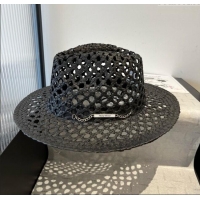 Good Taste Miu Miu Straw Wide Brim Hat 0617 Black 2025