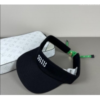 Luxury Discount Miu Miu Canvas Visor Hat 0617 Black 2025