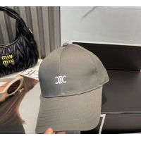 Luxury Cheap Celine Canvas Baseball Hat with Logo 0617 Grey 2025