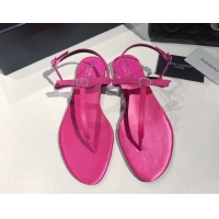 Good Looking Saint Laurent Suede Flat Thong Sandals with Strass Bow Pink 0424008
