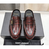 Luxury Saint Laurent Le Loafers Mules in Faded Leather Red 0424040