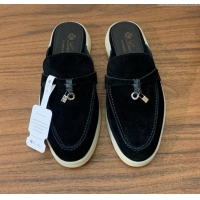 ​Promotional Loro Piana Charms Walk Babouche Loafer in Suede LP060502 Black 2025