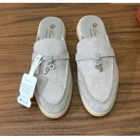 ​Grade Design Loro Piana Charms Walk Babouche Loafer in Suede LP060503 Pearl Grey 2025
