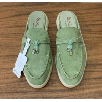 Top Grade Loro Piana Charms Walk Babouche Loafer in Suede LP060506 Green 2025