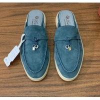 ​Low Cost Loro Piana Charms Walk Babouche Loafer in Suede LP060508 Misty Blue 2025