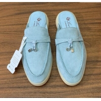 ​Best Product Loro Piana Charms Walk Babouche Loafer in Suede LP060515 Light Blue 2025