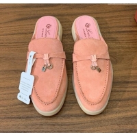 ​Pretty Style Loro Piana Charms Walk Babouche Loafer in Suede LP060518 Pink 2025