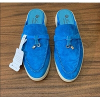 ​Best Product Loro Piana Charms Walk Babouche Loafer in Suede LP060522 Peacock Blue 2025