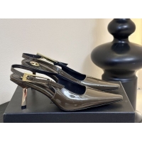 Hot Style Saint Laurent Lee Slingback Pumps 6.5cm with Buckle in Patent Leather Green 0424073
