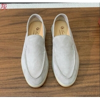 Spot Bulk Loro Piana Summer Walk Loafer in Suede LP61833 Pearl Grey 2025