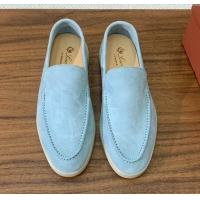 ​New Discount Loro Piana Summer Walk Loafer in Suede LP61904 Light Blue 2025