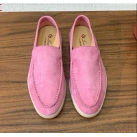 Top Design Loro Piana Summer Walk Loafer in Suede LP61906 Peach Pink 2025