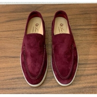 Unique Discount Loro Piana Summer Walk Loafer in Suede LP61914 Burgundy 2025