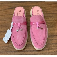 ​Top Quality Loro Piana Charms Walk Babouche Loafer in Suede LP061915 Peach Pink 2025