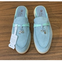 Super Quality Loro Piana Charms Walk Babouche Loafer in Suede LP061920 Light Blue 2025