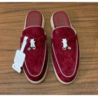 ​New Design Loro Piana Charms Walk Babouche Loafer in Suede LP061925 Burgundy 2025