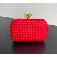 Grade Discount Bottega Veneta Classic Knot Clutch in Intreccio BV062501 Satin Red 2025