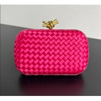 Original Cheap Bottega Veneta Classic Knot Clutch in Intreccio Satin BV062501 Dark Pink 2025