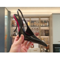 Top Grade Saint Laurent Slingback Pumps in Patent Leather 9cm Heel Black 5052207
