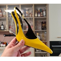 Purchase Saint Laurent Miller Wedges Pumps in Glazed Leather 9cm Heel Yellow 5052210