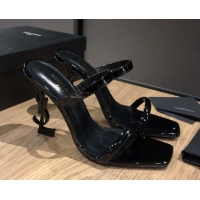 Best Price Saint Laurent Mules Sandals in Patent Leather 10.5cm Heel Black 5052307