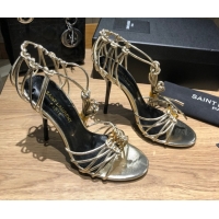Good Product Saint Laurent Babylone Sandals in Smooth Leather 10.5cm Heel Gold 5052321