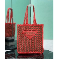 Top Grade Prada Crochet tote bag 1BG393 Orange/Caramel Brown 2025