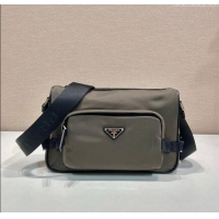 Inexpensive Prada Mens Medium Re-Nylon and Saffiano leather shoulder bag 2VH192 Forest Green 2025