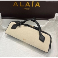 Luxury Discount Alaia Le Tecket Long Clutch bag in Canvas and Leather A5030 Black 2025