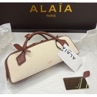 Grade Quality Alaia Le Tecket Long Clutch bag in Canvas and Leather A5030 Brown 2025