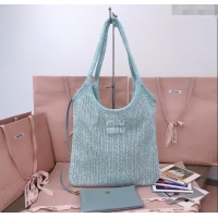 Well Crafted Miu Miu IVY sequin mesh tote bag 5BG231 Blue 2025