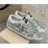 Good Product Golden Goose Super-Star Sneakers in Silver Glitter with Suede Star 5040223