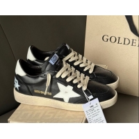 Purchase Golden Goose Women’s Ball Star Sneakers in Black Leather with White Star and Tab 50429035