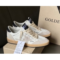 Buy Luxury Golden Goose Women’s Ball Star Sneakers in White Leather and Grey Suede with Black Tab 0429040