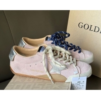 Shop Cheap Golden Goose Women's True-Star Sneakers in pastel pink suede with white star and silver-tone heel tab 5042905