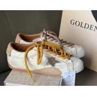 Good Quality Golden Goose Women's True-Star Sneakers in white nappa leather with gold star and beige suede heel tab 5042