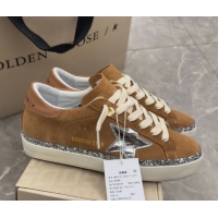 Low Price Golden Goose Women's Hi Star Sneakers in brown suede with silver leather star and leather heel tab 50429055