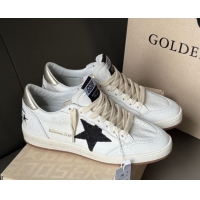 Charming Golden Goose Ball Star Sneakers in white leather with black glitter star 50605004